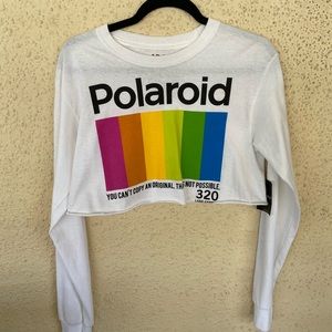 A long sleeved polaroid crop top
